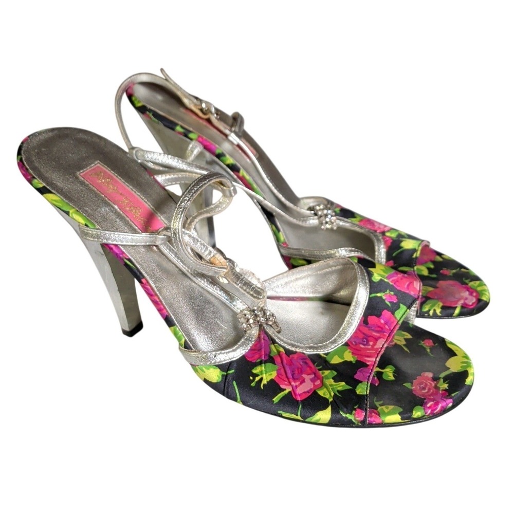 Vintage Betsey Johnson Floral Heels Womens Size 9.5M Stiletto Heel Y2K Feminine